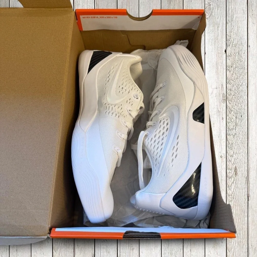Nike Kobe IX GS Triple White Basketball Shoes Youth 7Y FV3607-100 With Box